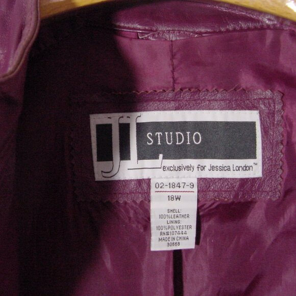 Vtg JL Studio For Jessica London Maroon Red Women's Cafe Racer Jacket Sz 18W - Picture 4 of 10